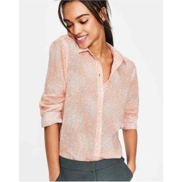 EUC Boden Easy Linen Pink Milkshake Shirt US 6 Long Sleeve Button-Up - Picture 1 of 9